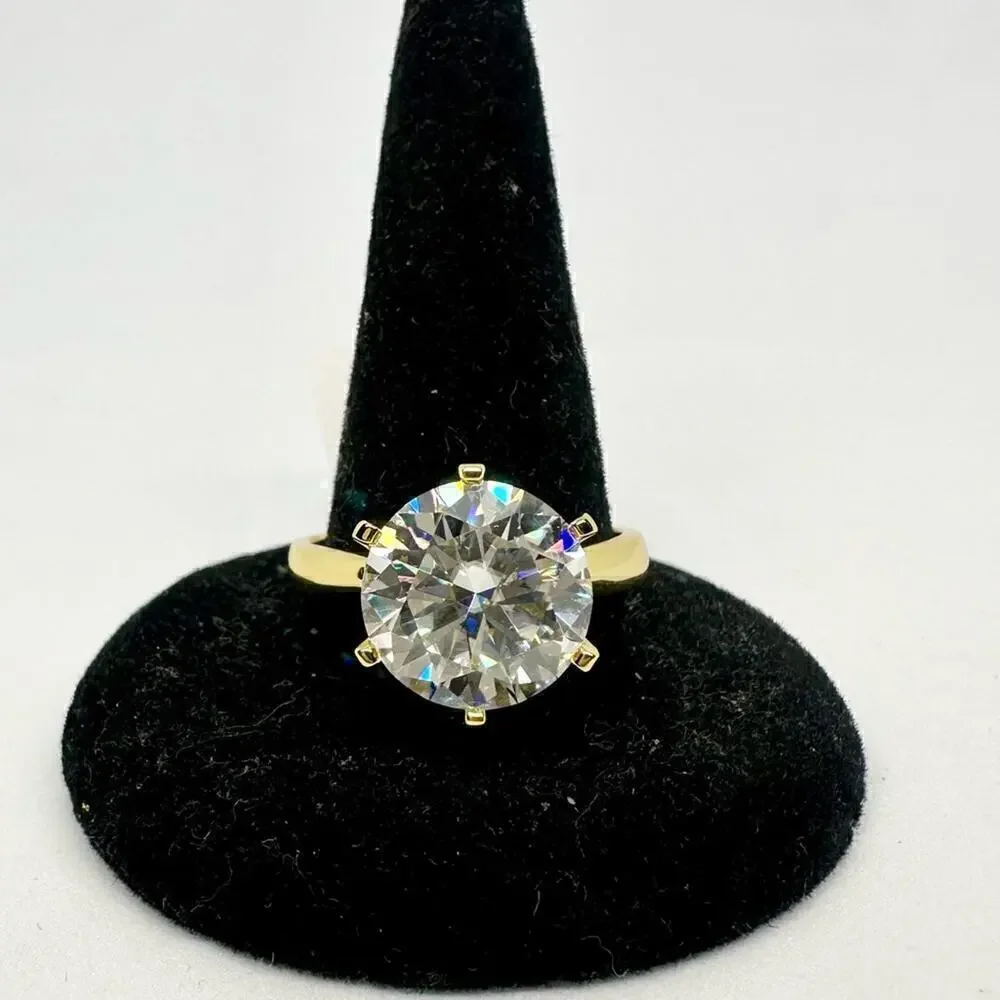 Moissanite Diamond, Yellow Gold 5 Ct Engagement Ring GRA Wedding Size 9 - Picture 4 of 10